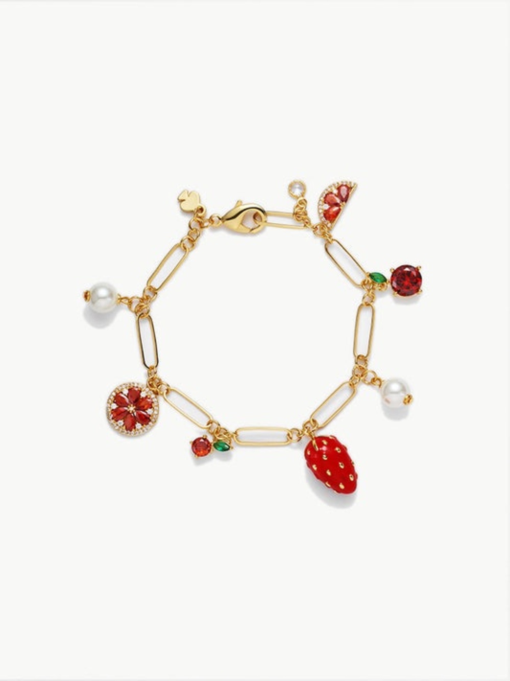 Kate Spade Gold Chain Linked grapefruit and strawberry bracelet - NWT - Picture 4 of 7